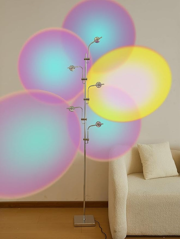 Sunset Lamp LED 5 Halo Projector Floor Lamp Corner Ambiance Indoor Decorative Lighting Live Streaming Background Light for Bedroom, Living Room Restaurant Dance Studio -Tiktok Live Streaming Light - LeafyLoom