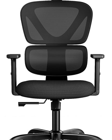 Sytas Ergonomic Office Chair, High Back Mesh Desk Chair with Lumbar Support and Adjustable Headrest, Executive Swivel Computer Chair for Home Office, Tilt Function, Black - LeafyLoom