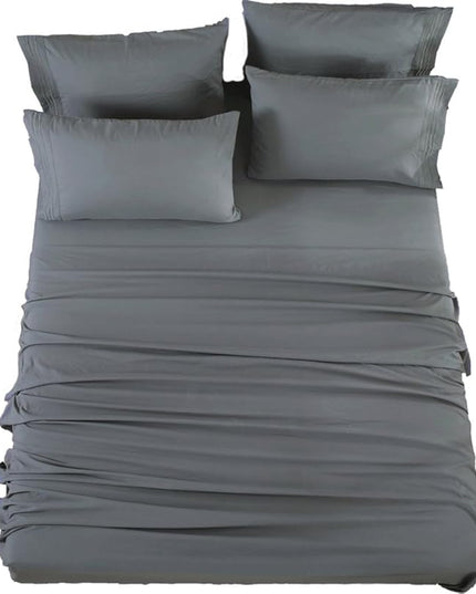 SONORO KATE Bed Sheet Set Super Soft Microfiber 1800 Thread Count Luxury Egyptian Sheets 18-Inch Deep Pocket，Wrinkle and Hypoallergenic-6 Piece (Dark Grey, Twin XL-6 Piece) - LeafyLoom