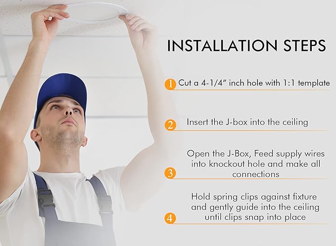 CLOUDY BAY 6 Pack 4 Inch 5CCT Ultra-Thin LED Recessed Ceiling Light with Junction Box,2700K/3000K/3500K/4000K/5000K Selectable,10W Dimmable Canless Wafer Downlight,White,650LM High Brightness CLOUDYBAY