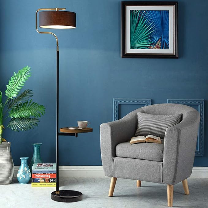 Hsyile KU300244 with USB Charging Ports Modern Reading Contemporary Modern Creative Floor Lamp for Living Room Bedroom Office - E26 Bulb Included - with a Table - LeafyLoom