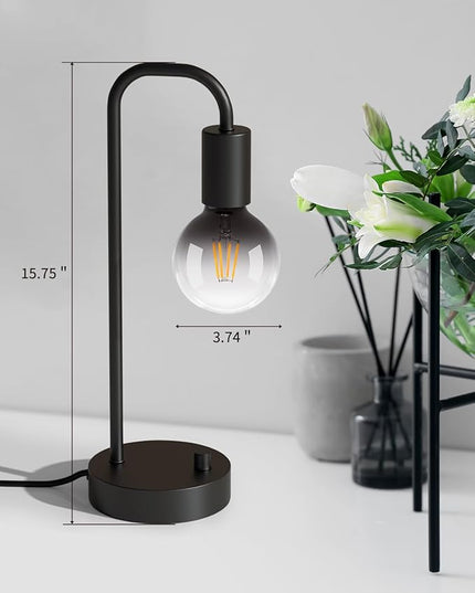 Industrial Table Lamp Set of 2, Fully Dimmable Beside Lamp with Gradient Black Art LED Bulb, Modern Nightstand Desk Lamp for Bedroom, Living Room, Office, Reading(Bulb Included) - LeafyLoom