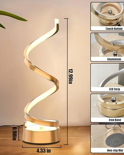 ELINKUME LED Table Bedside Lamps with Touch 12W,Stepless Dimming Home Desk Lamp with 3 Color(3000K/4500K/6000K),Gold Reading Night Light for Bedroom,Living Room,Study,Office,Kids Room,Meeting Room - LeafyLoom