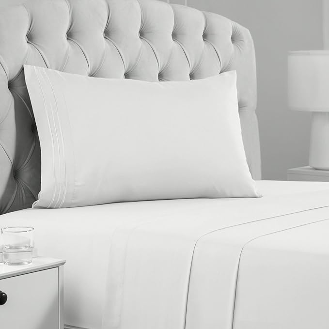 Mellanni Twin Sheets Set - 3 PC Iconic Collection Bedding Sheets & Pillowcases - Hotel Luxury, Extra Soft, Cooling Bed Sheets - Deep Pocket up to 16 inch (Twin, Ivory) - LeafyLoom
