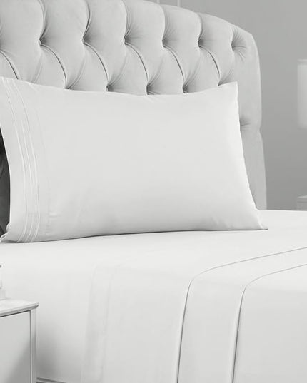 Mellanni Twin XL Sheets Set - 3 PC Iconic Collection Bedding Sheets & Pillowcases - Hotel Luxury, Extra Soft, Cooling Bed Sheets - Deep Pocket up to 16 inch (Twin Extra Long, Ivory) - LeafyLoom