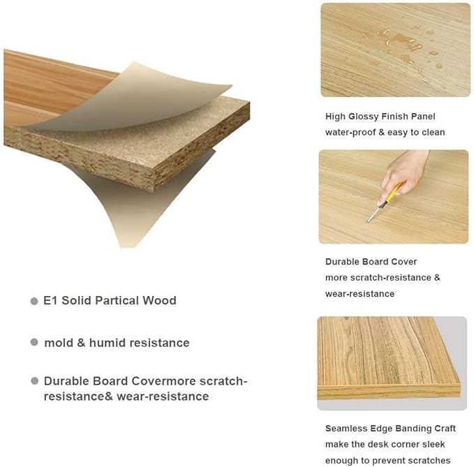 DlandHome 39 inches Small Computer Desk for Home Office Activity Table Writing Table for Small Spaces Study Table Student Laptop Desk Teak and Black DND-AC3BB-100 - LeafyLoom