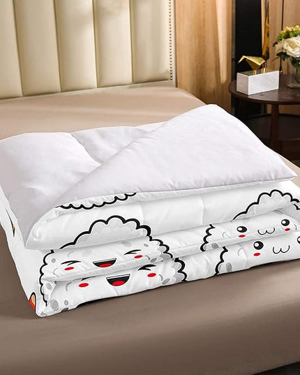 Erosebridal Kawaii Sushi Pattern Comforter Set Twin, Japanese Style Down Comforter, Food Theme Quilted Duvet for Kids Boys Girls Teens, Cute Cartoon Japanese Sushi Quilt Set Room Decorative - LeafyLoom