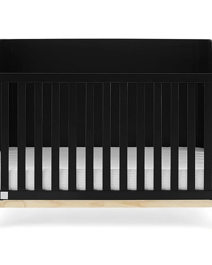 GAP babyGap Oxford 6-in-1 Convertible Crib - Greenguard Gold Certified, Ebony/Natural - LeafyLoom