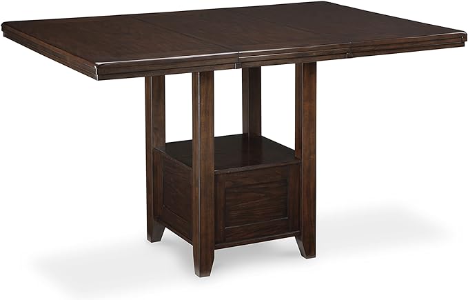 Signature Design by Ashley Haddigan Traditional Rectangular 36" Counter Height Dining Extension Table, Dark Brown - LeafyLoom