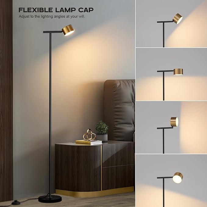 Floor Lamps for Living Room, 3 Color Temperatures Minimalist Floor Lamp with Flexible Lamp Cap,Modern Tall Floor Lamp for Bedroom, Foot Switch, Standing Reading Lamp for Office Working - LeafyLoom