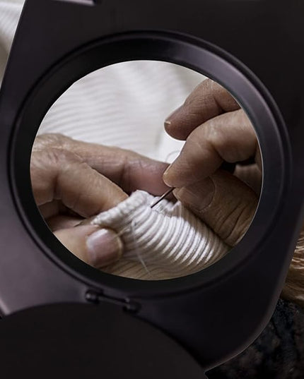 Magnifying Floor Lamp 5X & Bright LED Floor Lamp Hand Free with Adjustable Gooseneck，2-in-1 Magnifier Daylight Work Light for Reading, Repair, Crafts, Sewing etc. (Black) - LeafyLoom