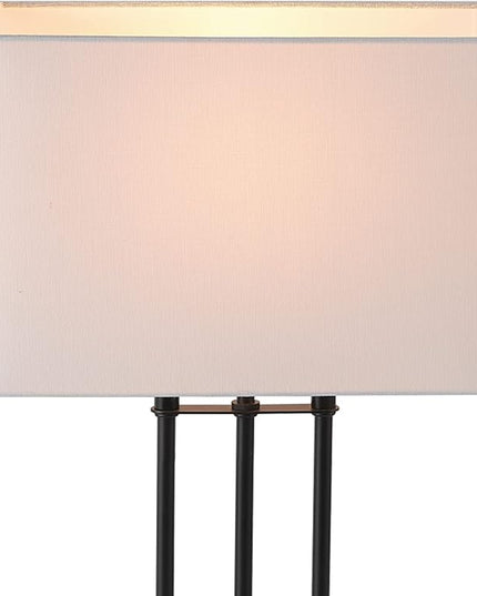Globe Electric 67528 24" Table Lamp, Matte Black, White Fabric Shade, On/Off Switch on Socket, Table Lamp for Living Room, Home Décor, E26 Light Bulb, Lamps for Bedrooms, Table Lamp, Minimalist - LeafyLoom