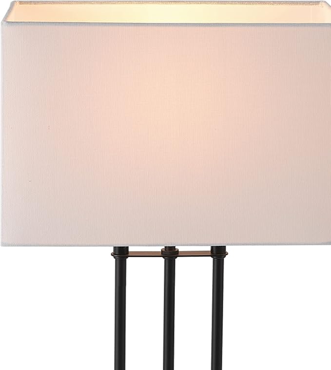 Globe Electric 67528 24" Table Lamp, Matte Black, White Fabric Shade, On/Off Switch on Socket, Table Lamp for Living Room, Home Décor, E26 Light Bulb, Lamps for Bedrooms, Table Lamp, Minimalist - LeafyLoom