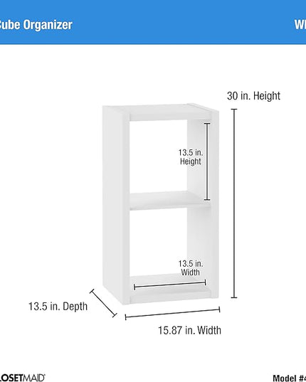ClosetMaid 2 Cube Storage Shelf Organizer Bookshelf with Open Back, Vertical or Horizontal, Easy Assembly, Wood, White Finish - LeafyLoom