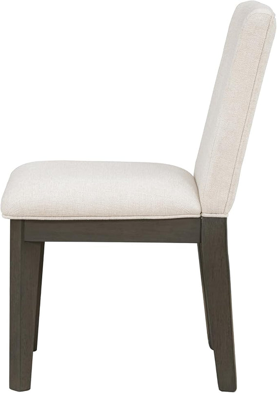 6-Piece Wood Rectangular Dining Table Set with 4 Full Back Padded Chairs & Bench, Tapered Legs, for Kitchen Living Room, Farmhouse Style, Dark Gray, 60" L x 36" W x 30.3" H - LeafyLoom