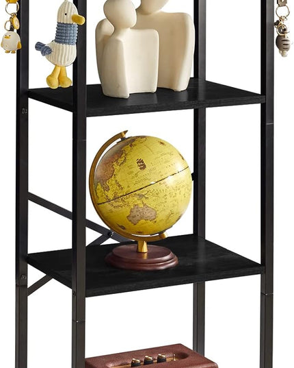 YMYNY Bookcase, 4-Tier Narrow Ladder Bookshelf, Freestanding Shelving Unit, Multifunctional Storage Rack, for Home Office Living Room Bedroom Kitchen, Plant Stand, Black, 44 * 16.9 * 11.4" UHBC004B - LeafyLoom