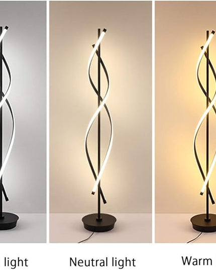 ADISUN 40W LED Remote Control Dimmable Spiral Indoor Tall Floor Lamp for Living Rooms Family Rooms Bedrooms Offices Lighting (Black) - LeafyLoom