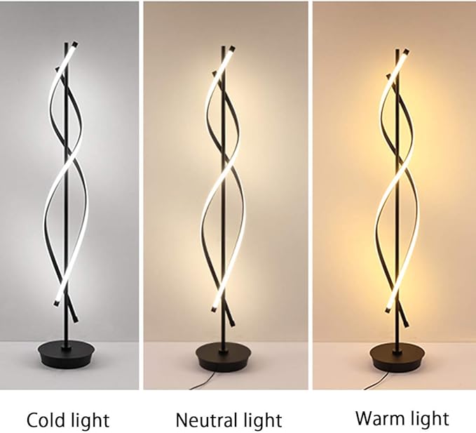 ADISUN 40W LED Remote Control Dimmable Spiral Indoor Tall Floor Lamp for Living Rooms Family Rooms Bedrooms Offices Lighting (Black) - LeafyLoom