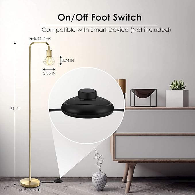 BoostArea Floor lamp,Industrial Floor Lamp,Standing Lamp with 6W LED Bulb,E26 Socket,On/Off Footswitch,Whole Metal,Modern Floor Lamp for Bedroom,Office, Living Room,Rustic,Vintage,Farmhouse - LeafyLoom