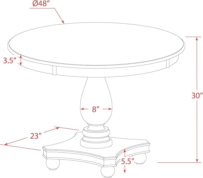 East West Furniture F2EL7-718 Ferris 7 Piece Set Consist of a Round Kitchen Table with Pedestal and 6 Brown Linen Fabric Parson Dining Room Chairs, 48x48 Inch - LeafyLoom