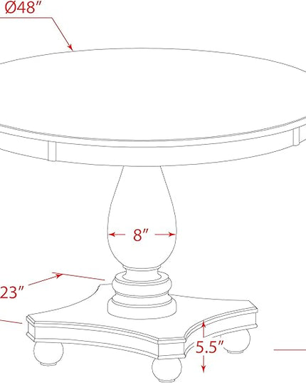 East West Furniture F2AB7-747 Ferris 7 Piece Room Set Consist of a Round Dining Table with Pedestal and 6 Light Sable Linen Fabric Upholstered Chairs, 48x48 Inch - LeafyLoom