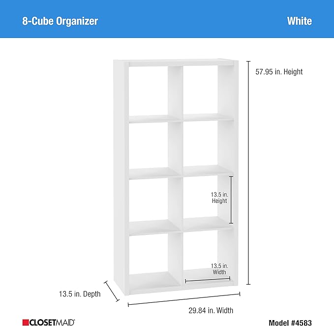 ClosetMaid 8 Cube Storage Shelving Unit, White - LeafyLoom
