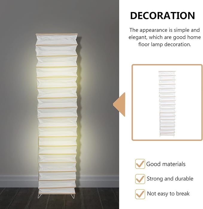 Uonlytech Paper Floor Lamp Shades Nordic Style Table Lampshades Barrel Chandelier Light Cover Protector for Home Hotel Bedside Desk Floor Lamp, Beige - LeafyLoom