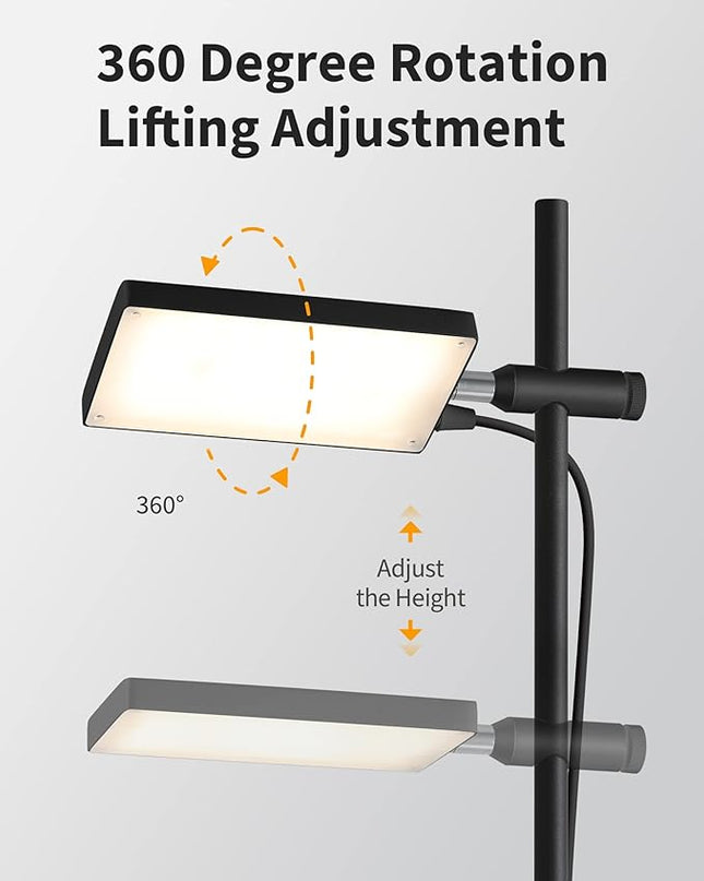 Modern Floor Lamp, 360 Degree Rotation Sky LED floor lamp Office Lighting, Bright LED Standing Pole Light, Tall lamps for Living Room,Bedroom,Reading,Study Room (Black) - LeafyLoom