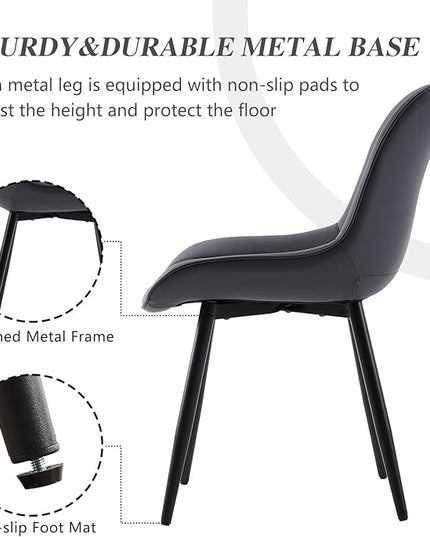 YOUNIKE Dining Chairs set of 2 with High Backs Mid Century Modern Kitchen & Dining Room Chairs PU Faux Leather Upholstered sillas de comedor Comfortable Padded Accent Chair with Metal Legs Dusty Blue - LeafyLoom