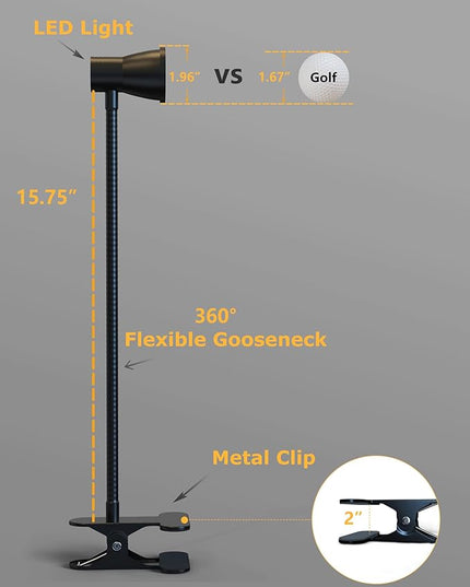 Clip on lamp for Bed Headboard with Clamp for Reading, Small Clip on Light for Desk or Bedside, Flexible Gooseneck Small Clamp Light has 3 Color Modes 10 Brightness.(Black) - LeafyLoom