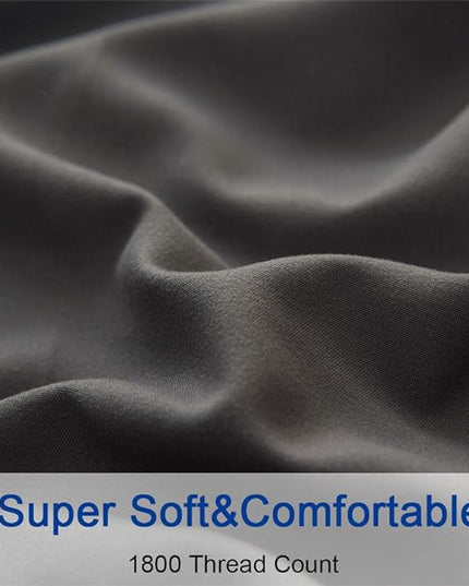 SONORO KATE Bed Sheet Set Super Soft Microfiber 1800 Thread Count Luxury Egyptian Sheets 18-Inch Deep Pocket Wrinkle-4 Piece(King Dark Grey) - LeafyLoom