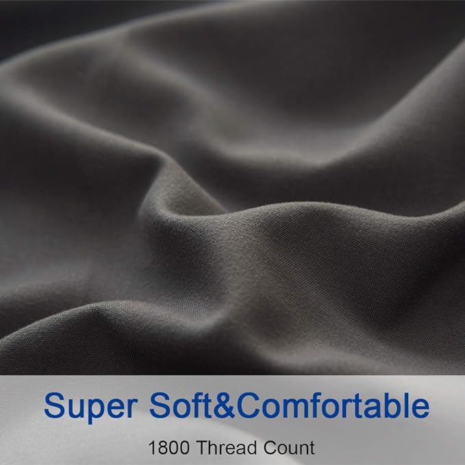 SONORO KATE Bed Sheet Set Super Soft Microfiber 1800 Thread Count Luxury Egyptian Sheets 18-Inch Deep Pocket Wrinkle-3 Piece(Twin XL Dark Grey) - LeafyLoom