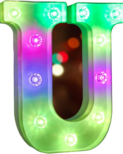 Light Up Letters Letter Lights - Colorful LED Letters Lights Alphabet for Romantic Valentines Day Night Lights Wedding Birthday Party Home Bar Decor- (Colorful U) - LeafyLoom