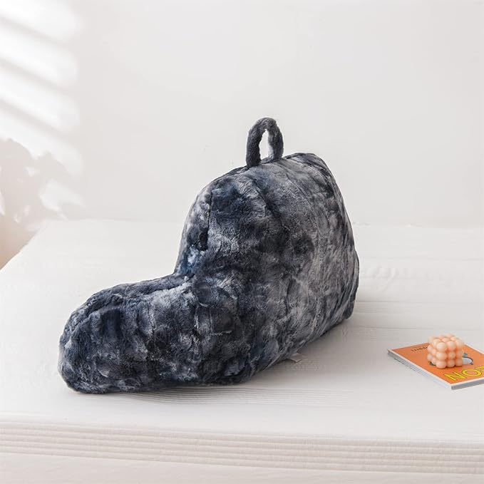 A Nice Night Faux Fur Reading Pillow Bed Wedge Large Adult Children Backrest with Arms Back Support for Sitting Up in Bed/Couch for Bedrest,Tie Dyed Gray - LeafyLoom