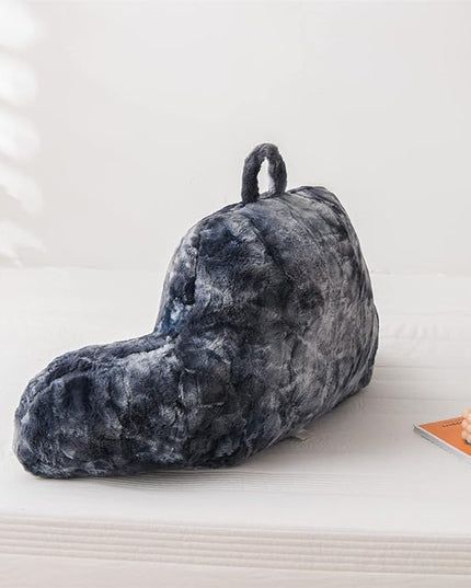 A Nice Night Faux Fur Soft Reading Pillow Bed Wedge Adult Backrest with Arms Back Support for Sitting Up in Bed/Couch for Bedrest,Tie Dyed Gray,Large - LeafyLoom
