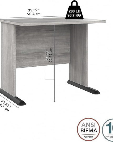 Bush Business Furniture Studio A Small Computer Desk, Commercial-Grade Gaming and Work Table for Home or Professional Office, 36W, Platinum Gray - LeafyLoom