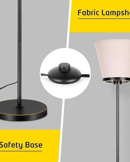 Led Floor Lamp for Bedroom, Black Floor Lamp Standing Lamp for Living Room Reading Office, 3 Color Temperatures 68 inch Tall Floor Lamp. 15W Bulb Included. - LeafyLoom