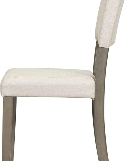 5-Piece Retro Round Dining Table Set with Curved Trestle Style Legs and 4 Upholstered Chairs for Kitchen, Breakfast Nook, Living Room, 44-inch, Taupe, 44" L x 44" W x 30.2" H - LeafyLoom