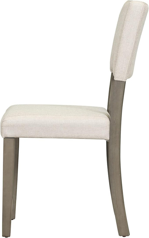 5-Piece Retro Round Dining Table Set with Curved Trestle Style Legs and 4 Upholstered Chairs for Kitchen, Breakfast Nook, Living Room, 44-inch, Taupe, 44" L x 44" W x 30.2" H - LeafyLoom