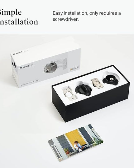 Level Lock Smart Lock - World's Smallest Smart Lock - Level App for iOS & Android - Works with Apple Home (Matte Black) Level