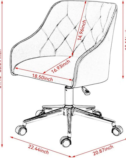 Velvet Desk Chair Vanity Chair for Makeup with Wheels and Back Home Office Chair Adjustable Rolling Swivel Chair for Bedroom Vanity Room Blue - LeafyLoom