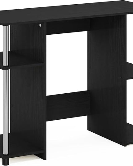 Furinno Jaya Computer Study Desk, Americano/Stainless Steel - LeafyLoom
