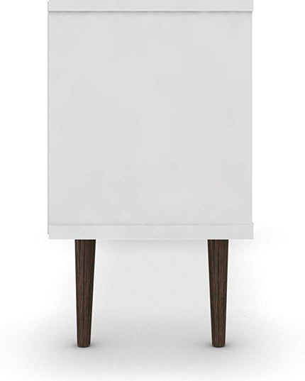 Manhattan Comfort Liberty Mid Century Modern TV Stand for Televisions up to 50 Inches, Bedroom and Living Room Entertainment Center with Storage, Shelves, and Cabinet, 53" Wide, White and Aqua Blue - LeafyLoom