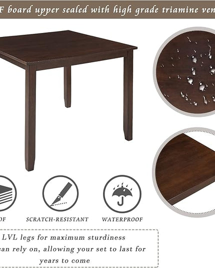 NicBex Small Dining Table Set for 4 Breakfast Nook Table Set 5 Piece Dining Table Set Industrial Wooden Kitchen Table and 4 Chairs for Dining Room, Living Room, Espresso - LeafyLoom