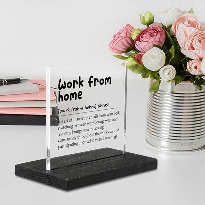 Work From Home Definition, Work From Home Gifts, Home Office Decor, Desk Coworker Gifts for Women Men Office Work Bestie Gifts for Women YTZ78 - LeafyLoom