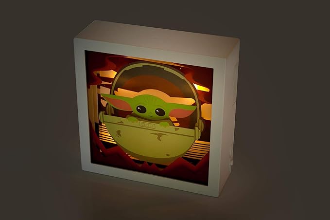 Star Wars The Mandalorian, The Child 3D Mini Shadow Light Box | 6 x 6 Inches - LeafyLoom