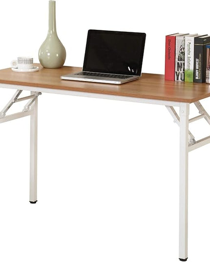 Folding Desk, 55 inch No Assembly Folding Desks for Small Spaces, Sturdy Foldable Computer Desk, Functional Home Office Desks, Study Writing Desk Office Table Workstation for Home Office Outdoor - LeafyLoom
