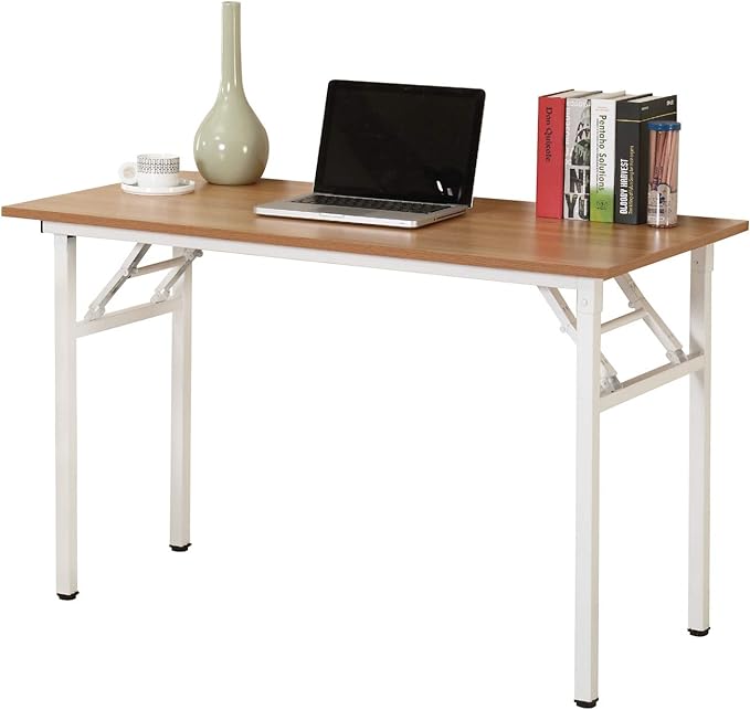 Folding Desk, 55 inch No Assembly Folding Desks for Small Spaces, Sturdy Foldable Computer Desk, Functional Home Office Desks, Study Writing Desk Office Table Workstation for Home Office Outdoor - LeafyLoom