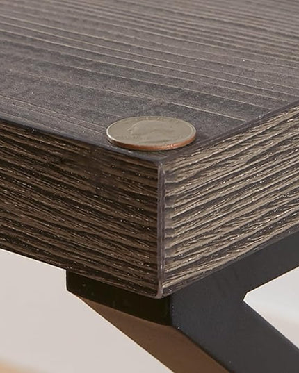 HSH Wood and Metal Home Office Computer Desk, Industrial Writing Study Table Workstation,Grey Laptop PC Desk, Wooden Computer Table, Gray Oak 47 Inch - LeafyLoom