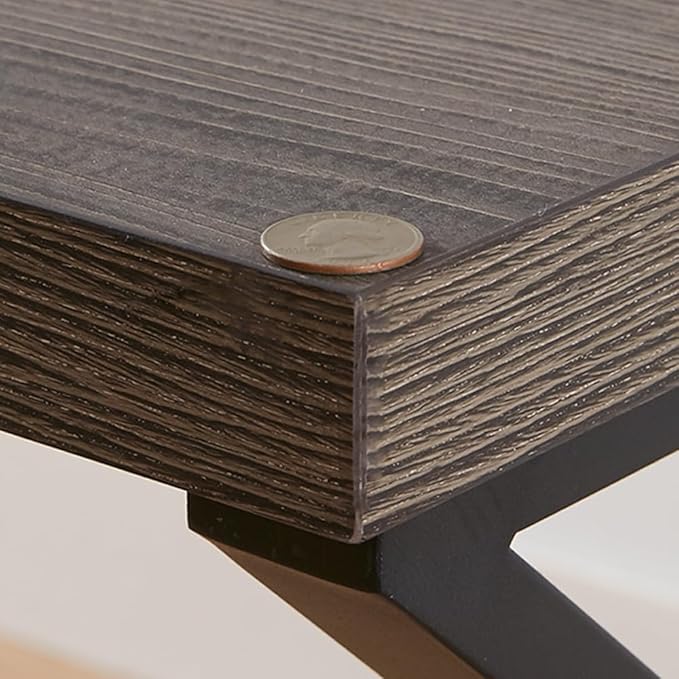 HSH Wood and Metal Home Office Computer Desk, Industrial Writing Study Table Workstation,Grey Laptop PC Desk, Wooden Computer Table, Gray Oak 47 Inch - LeafyLoom